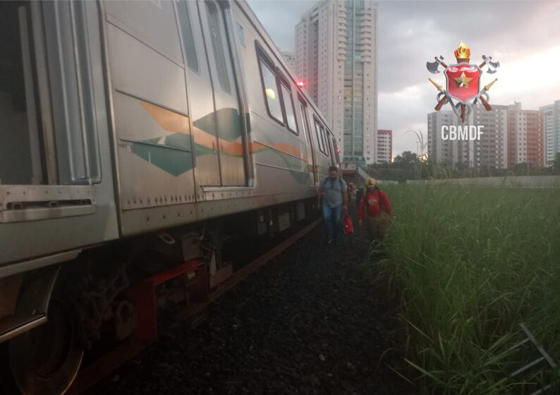 Cabos de alta tensão atingem trilhos do metrô na altura da Estação de Águas Claras