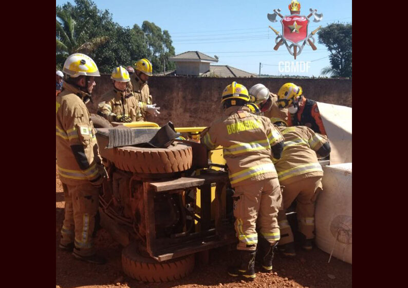 Operador de empilhadeira sofre acidente grave em uma fábrica de ração no Paranoá