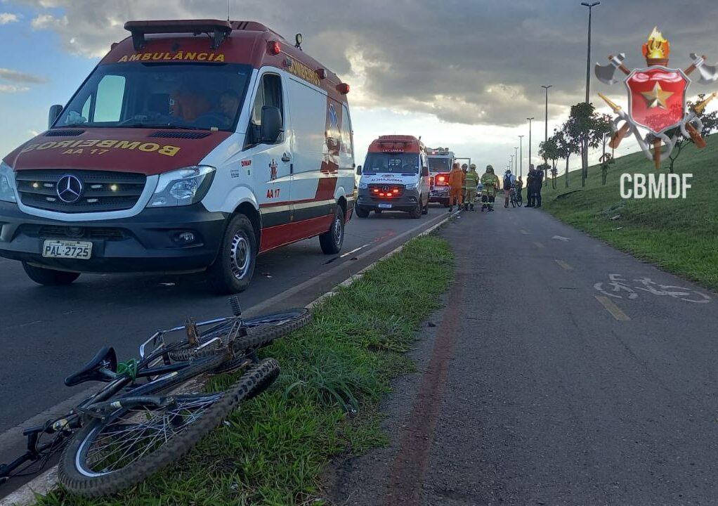 Acidente entre moto e bicicleta deixa duas pessoas feridas na DF 209 em Santa Maria-DF