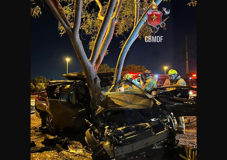 Motorista de 60 anos veio a óbito após colidir carro em árvore na Asa Norte