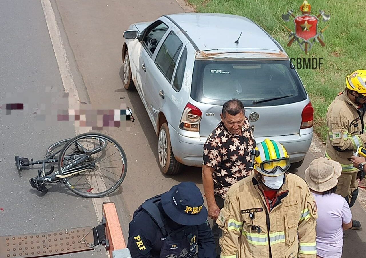 Ciclista fica gravemente ferido após colidir na traseira de um carro na BR 060