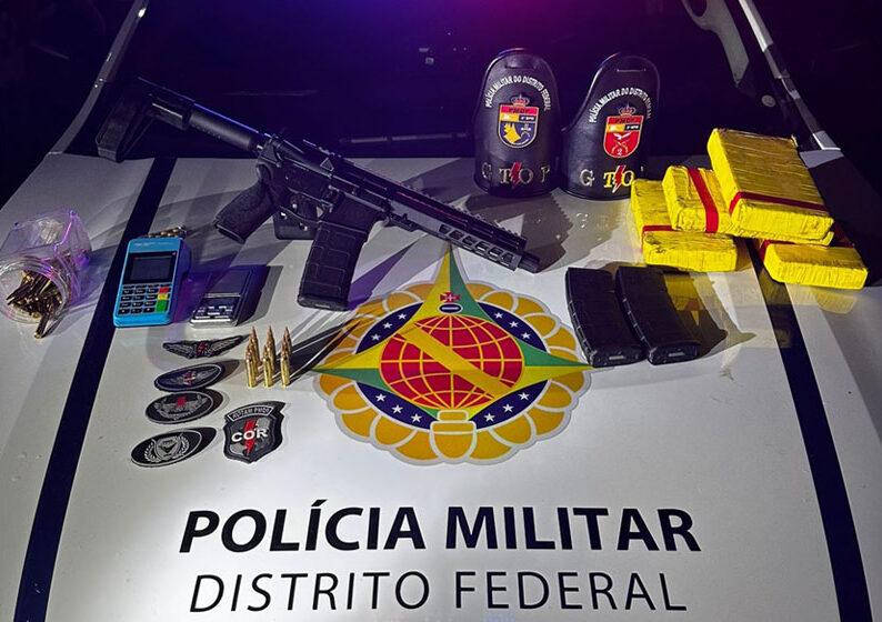 Polícia aprende fuzil e drogas em Ceilândia