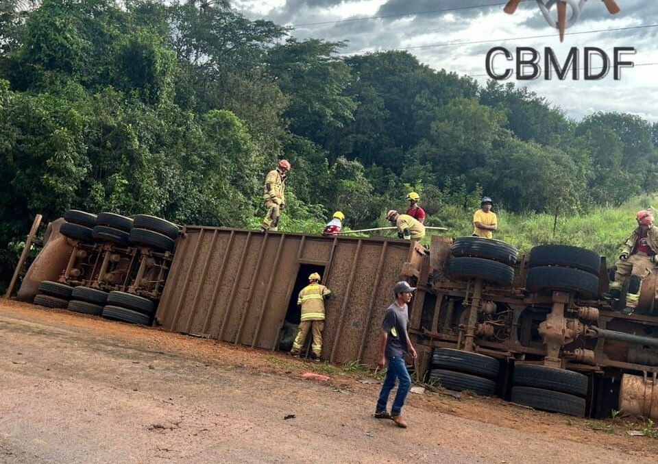Caminhão com carga viva tomba na região de São Sebastião
